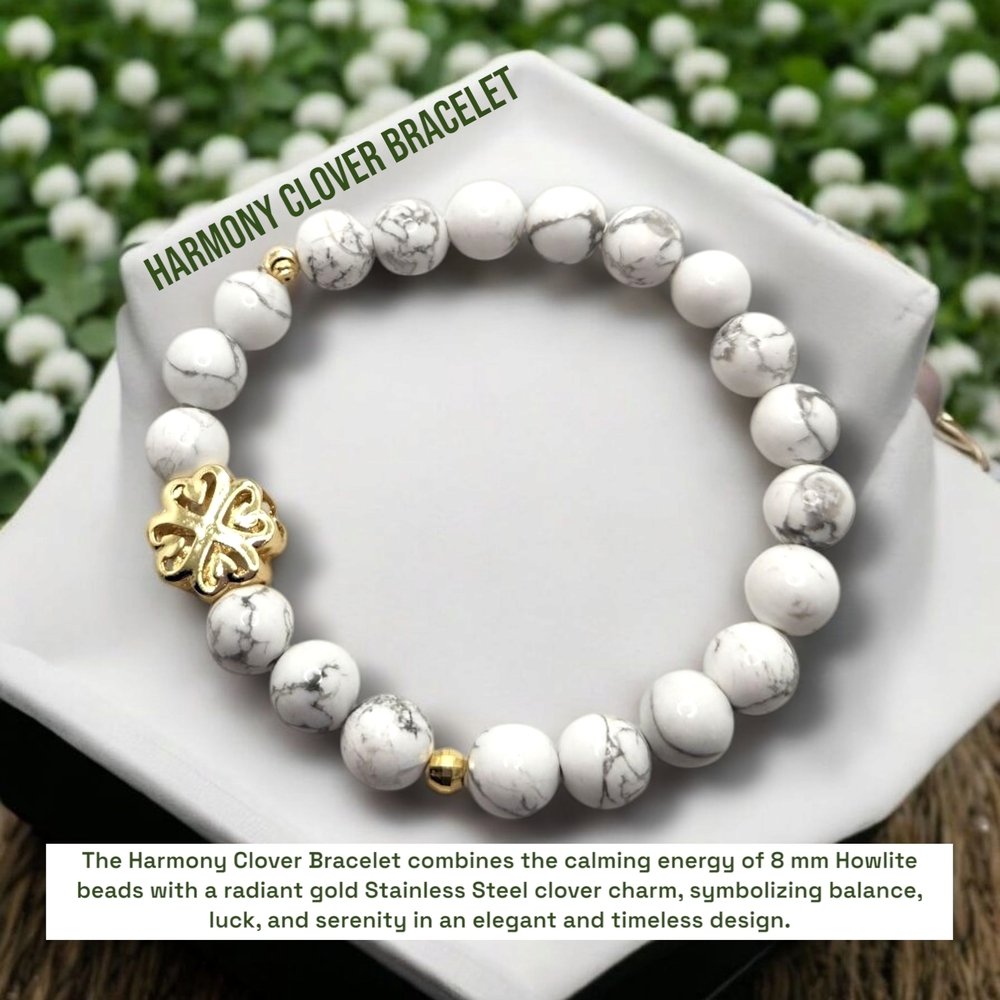 Harmony Clover Bracelet - White and Gold